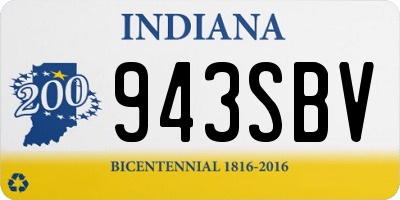 IN license plate 943SBV