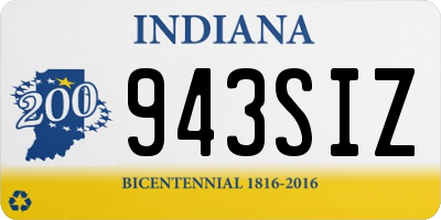 IN license plate 943SIZ