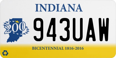 IN license plate 943UAW