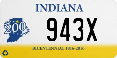 IN license plate 943X