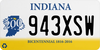 IN license plate 943XSW