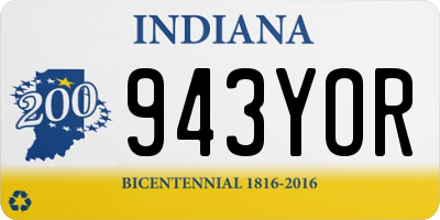 IN license plate 943YOR