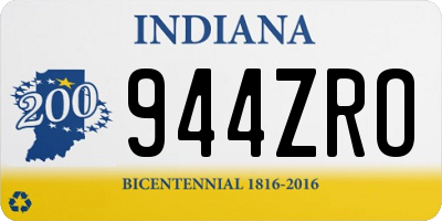 IN license plate 944ZRO