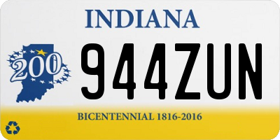 IN license plate 944ZUN
