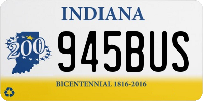 IN license plate 945BUS