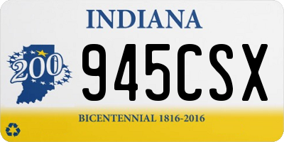 IN license plate 945CSX