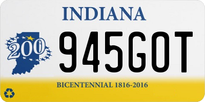 IN license plate 945GOT