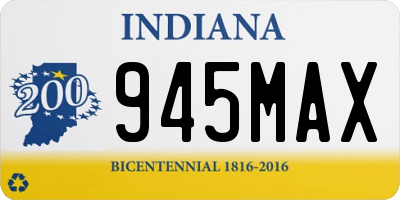 IN license plate 945MAX