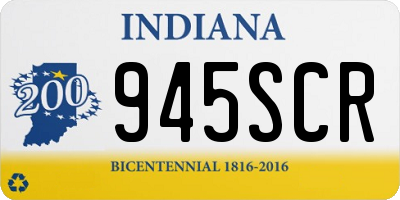 IN license plate 945SCR