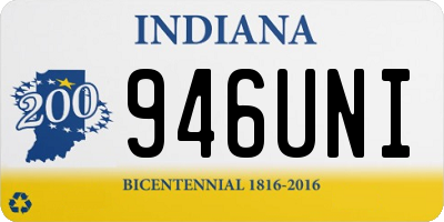 IN license plate 946UNI