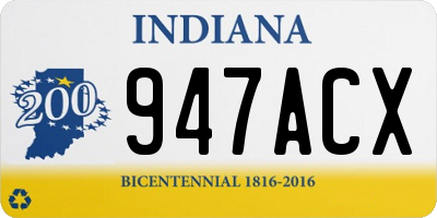 IN license plate 947ACX