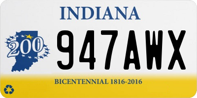 IN license plate 947AWX