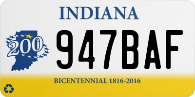 IN license plate 947BAF