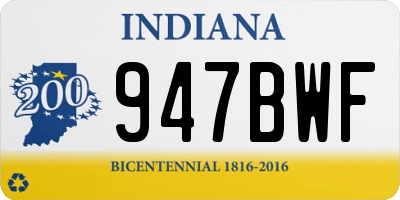 IN license plate 947BWF