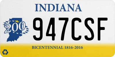 IN license plate 947CSF