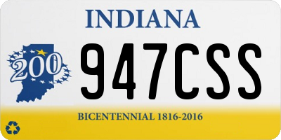 IN license plate 947CSS