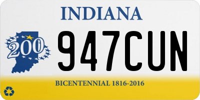 IN license plate 947CUN