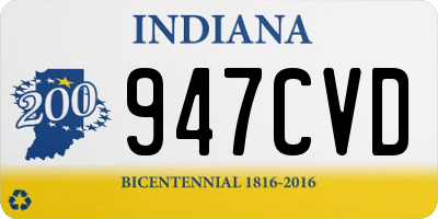 IN license plate 947CVD