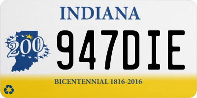 IN license plate 947DIE