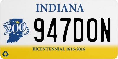 IN license plate 947DON