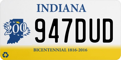 IN license plate 947DUD