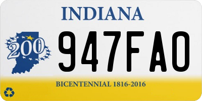 IN license plate 947FAO