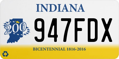 IN license plate 947FDX
