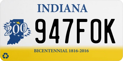 IN license plate 947FOK