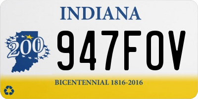 IN license plate 947FOV