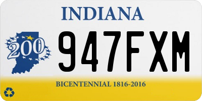 IN license plate 947FXM