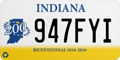 IN license plate 947FYI