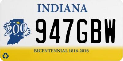 IN license plate 947GBW