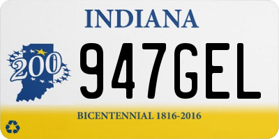 IN license plate 947GEL