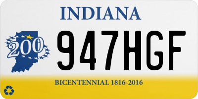 IN license plate 947HGF