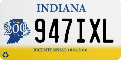IN license plate 947IXL