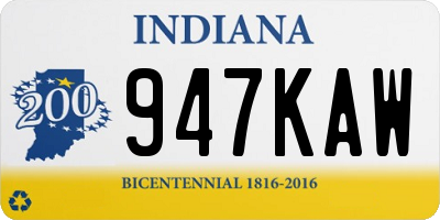 IN license plate 947KAW