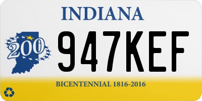 IN license plate 947KEF