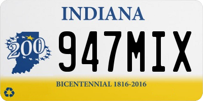 IN license plate 947MIX