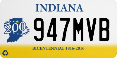 IN license plate 947MVB