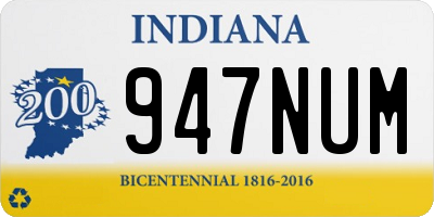 IN license plate 947NUM