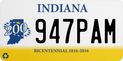 IN license plate 947PAM