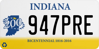 IN license plate 947PRE