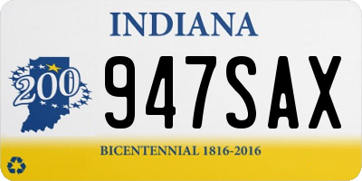 IN license plate 947SAX