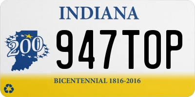 IN license plate 947TOP