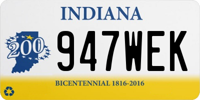 IN license plate 947WEK