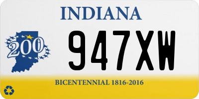 IN license plate 947XW