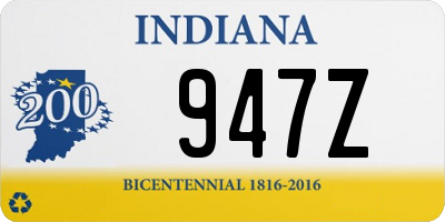 IN license plate 947Z