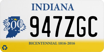 IN license plate 947ZGC