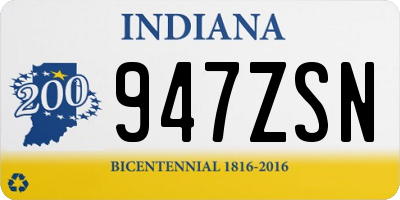 IN license plate 947ZSN