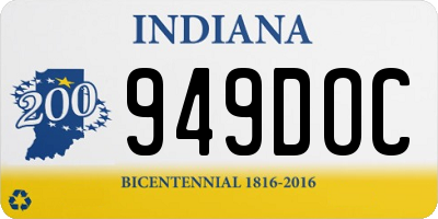 IN license plate 949DOC